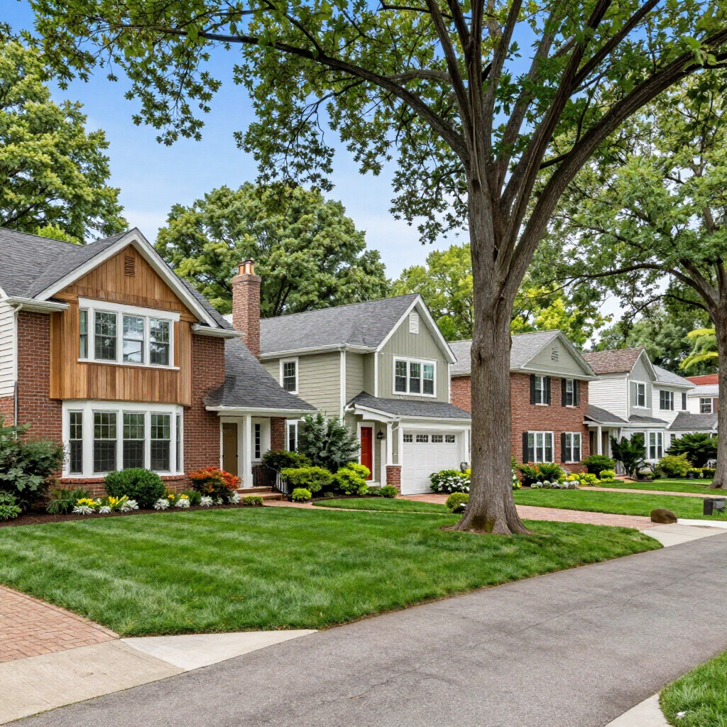 Residential neighborhood in Locust Valley, NY, Nassau County
