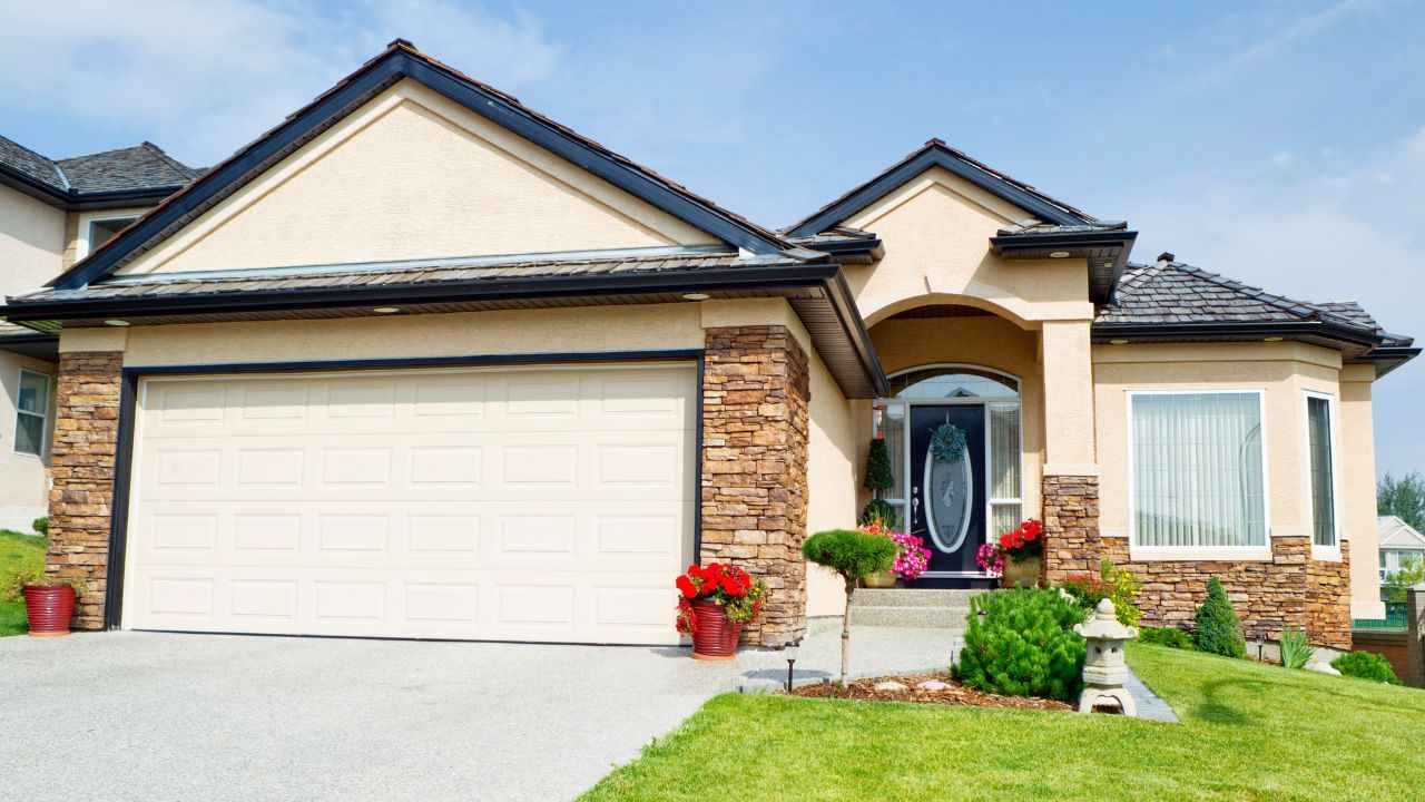 Exterior of a tan single-family home