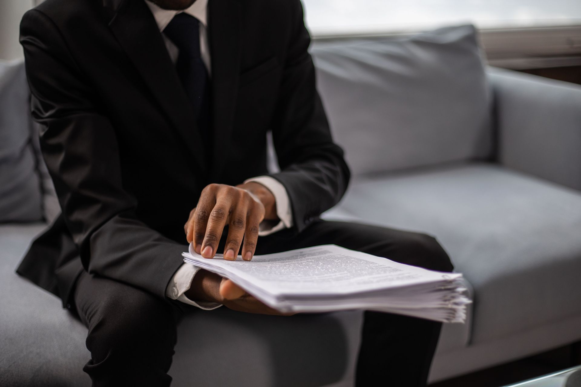 person reviewing documents