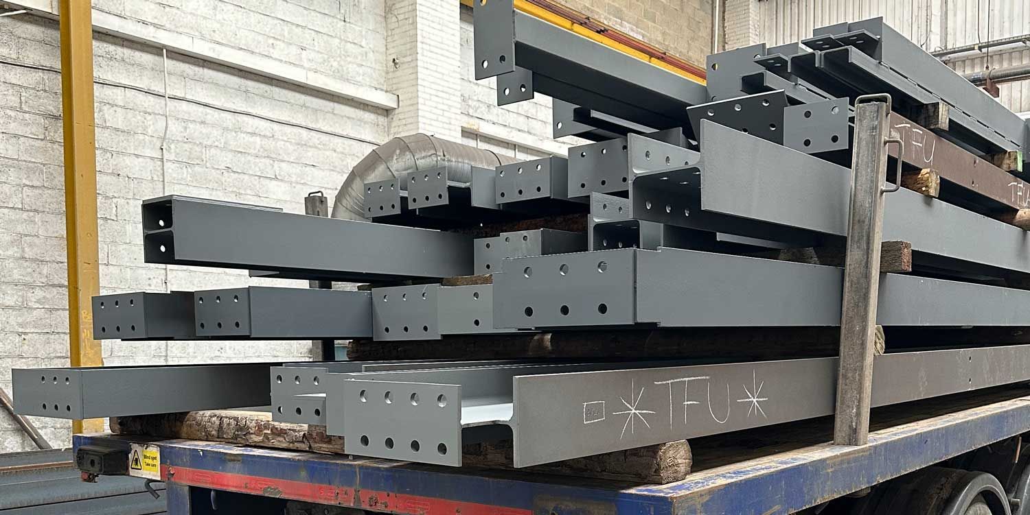 Load of structural steel for delivery
