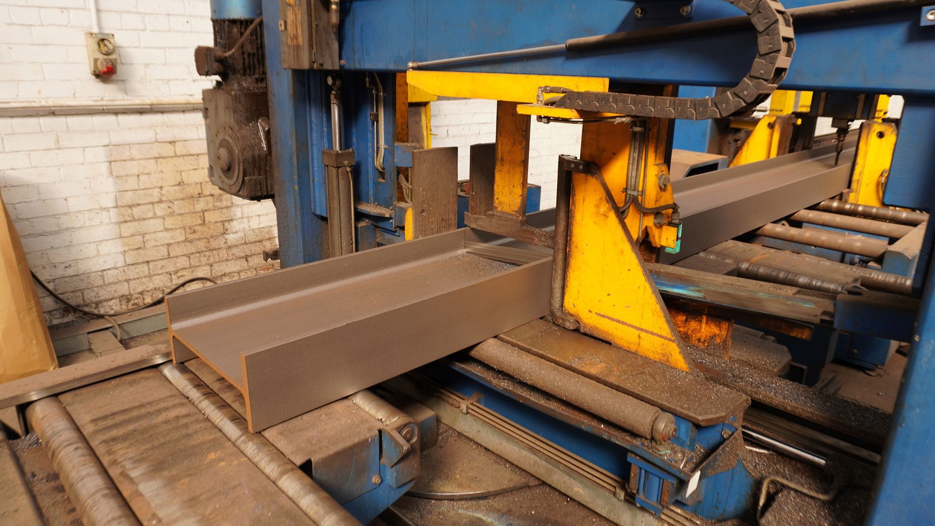 Steel Beam being sawed