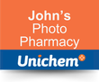 John's Photo Pharmacy Logo in orange and blue. 
