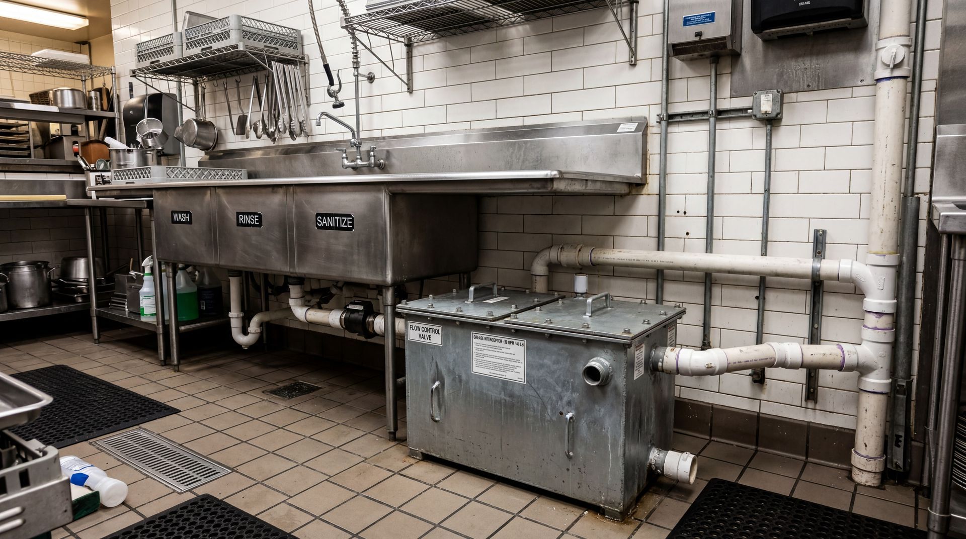 grease trap in commercial kitchen