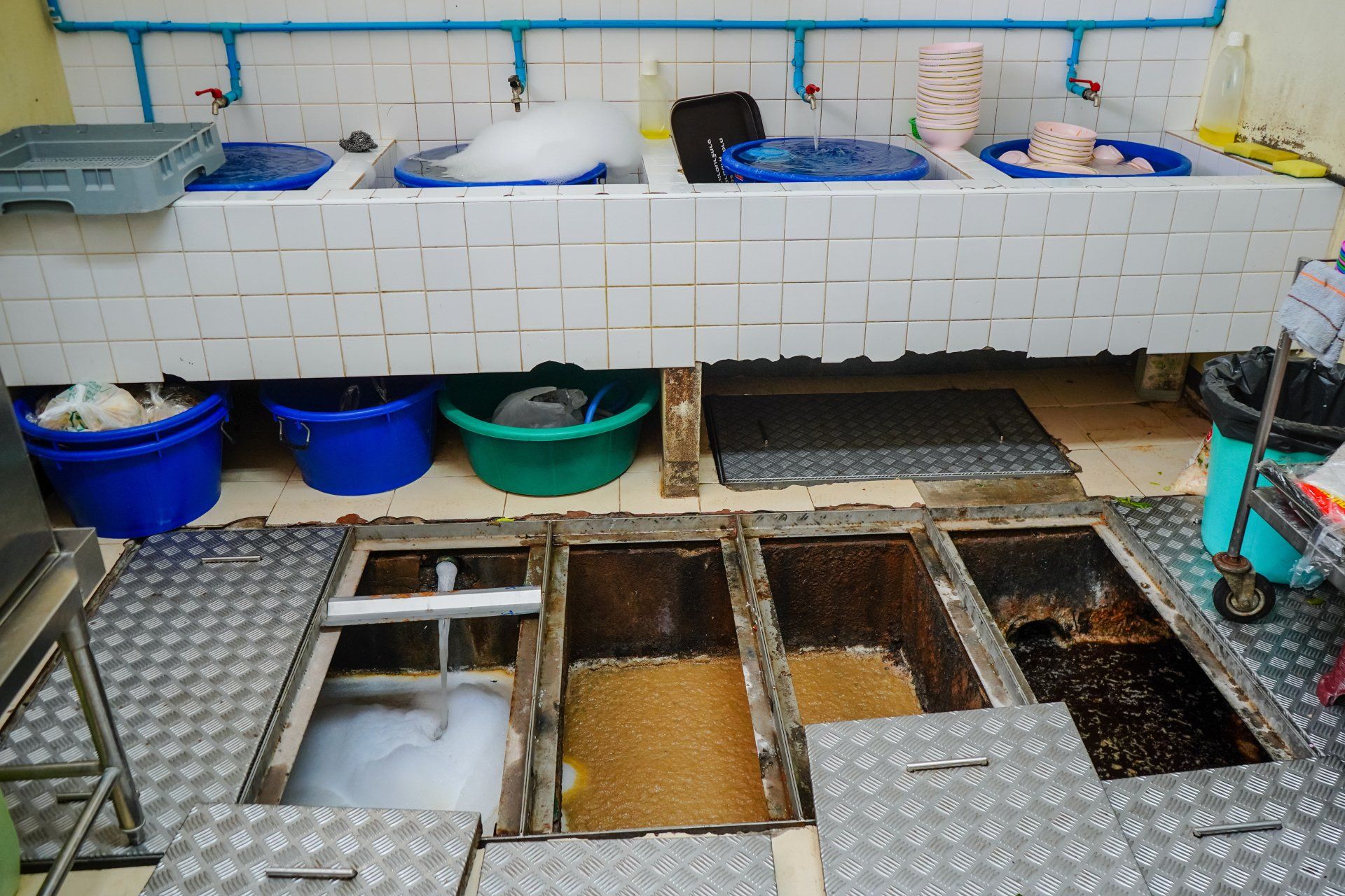 in floor grease trap vs grease interceptor