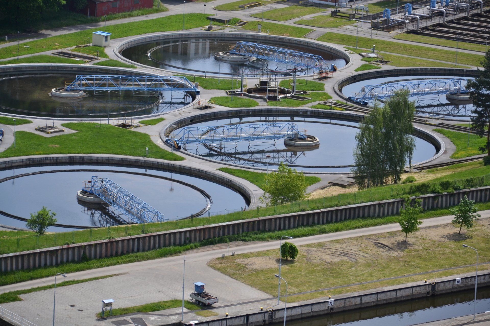aerial view of water treatment plants