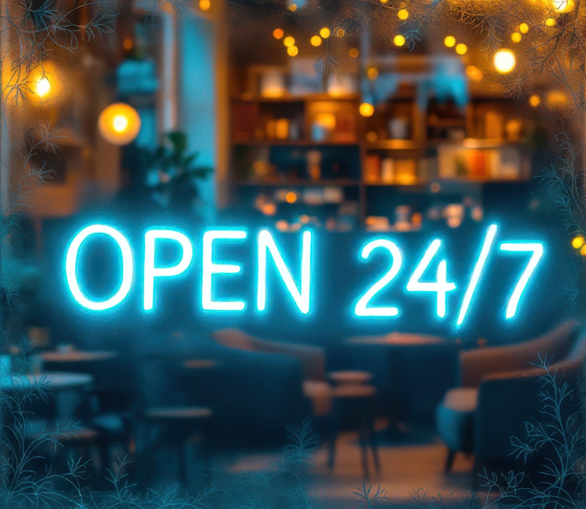 open 24hrs. neon sign