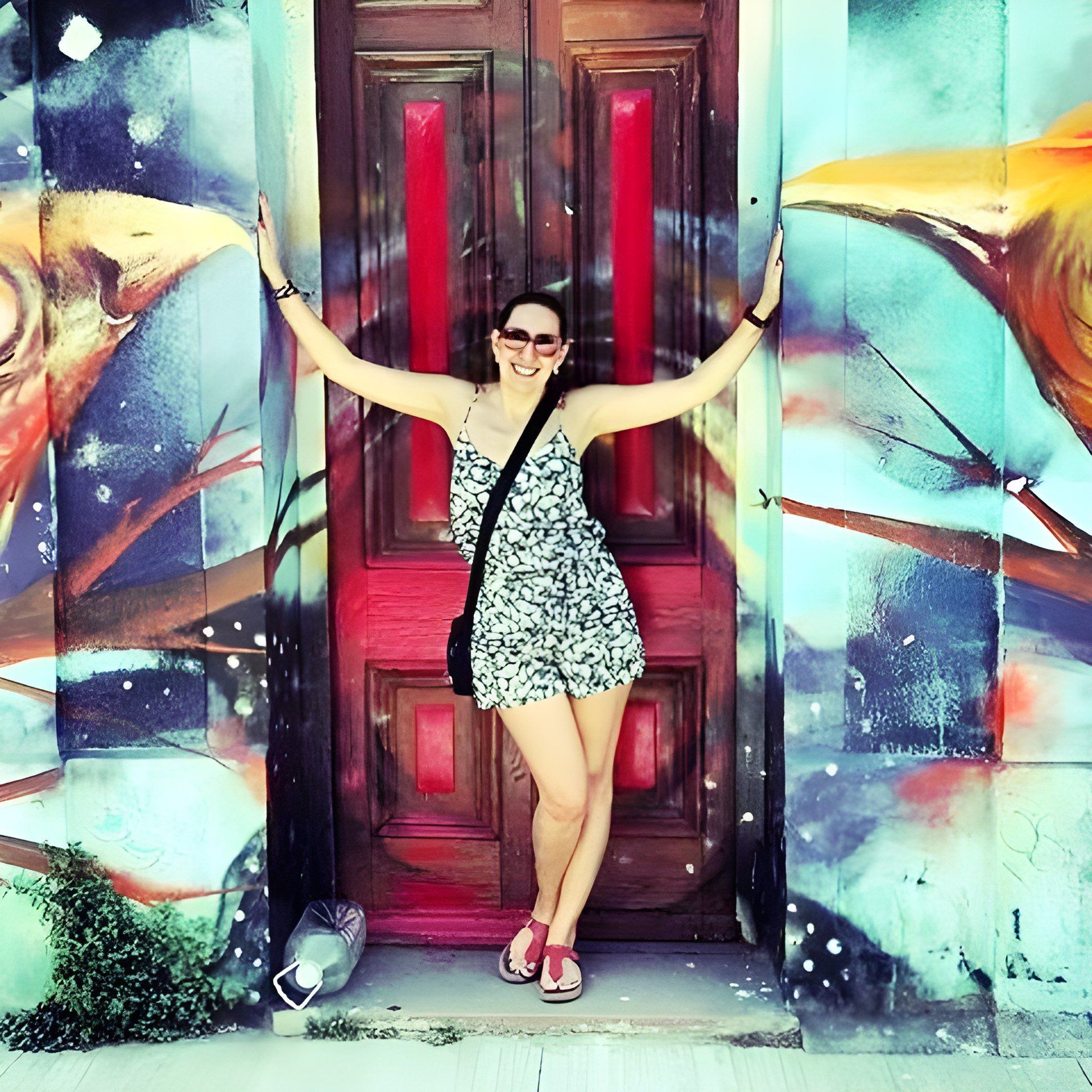 Tourist possing in Valparaiso