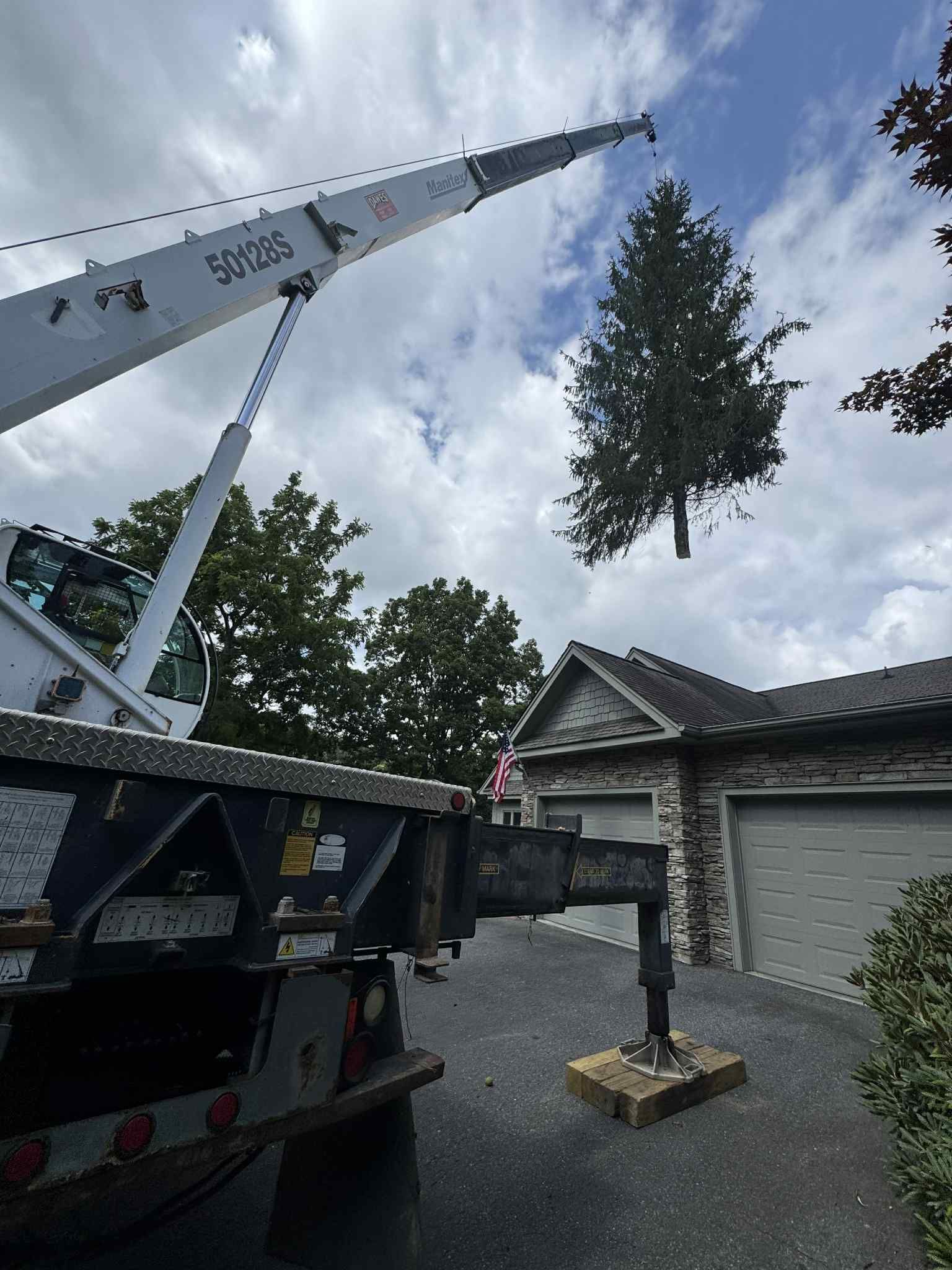 crane tree removal company Asheville NC Woodfin Weaverville Mars Hill Marshall NC