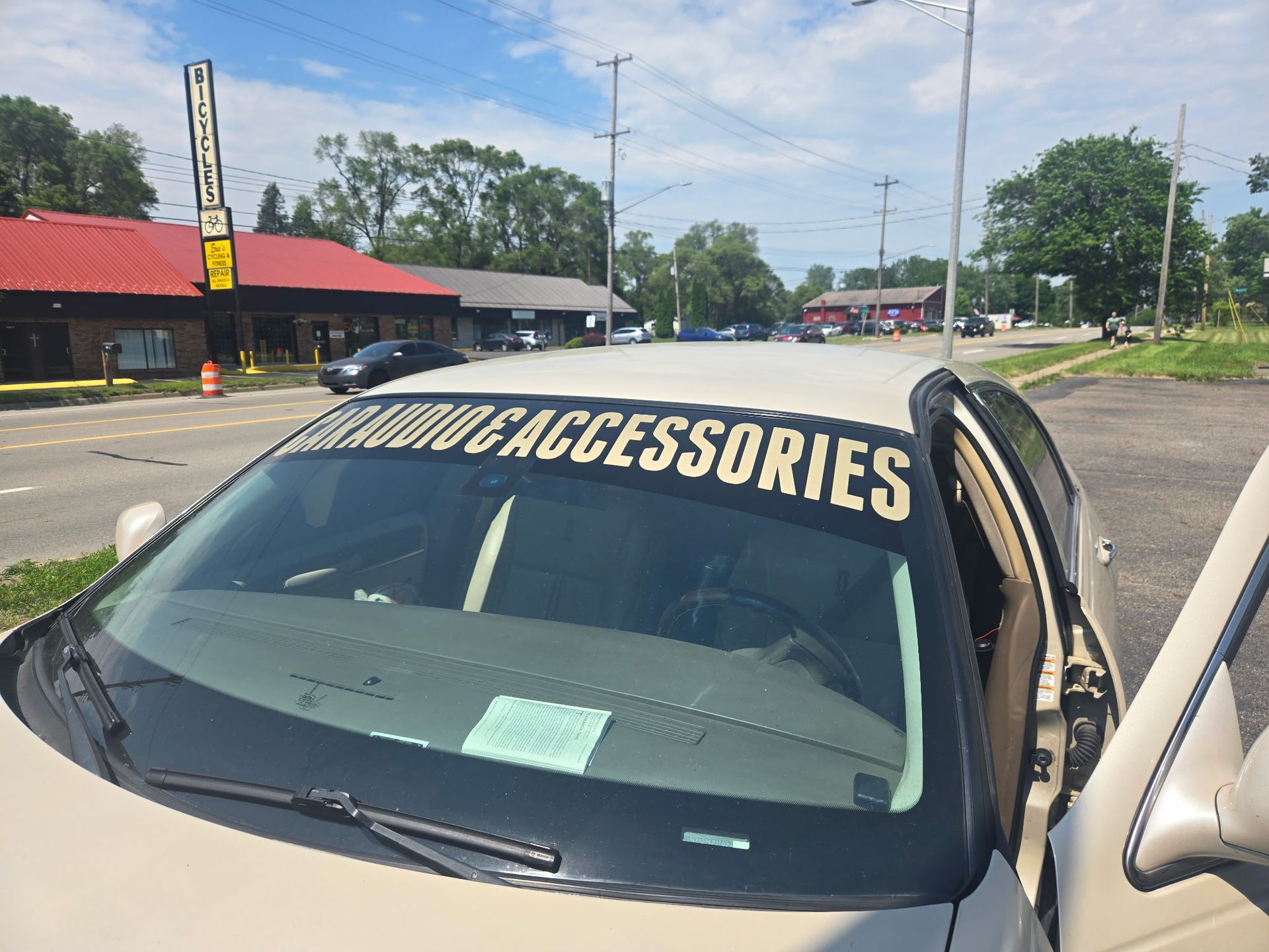 Tan car with 