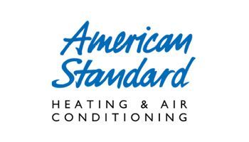 The american standard heating and air conditioning logo is blue and black.