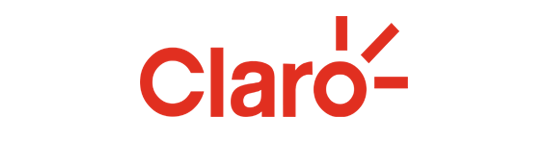 Un logotipo rojo de Claro sobre un fondo blanco