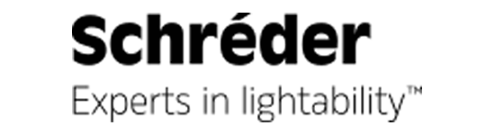 Un logotipo en blanco y negro para los expertos de Schredder en iluminabilidad.