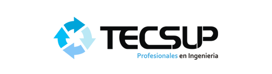 Se muestra un logotipo de Tecsup sobre un fondo blanco.