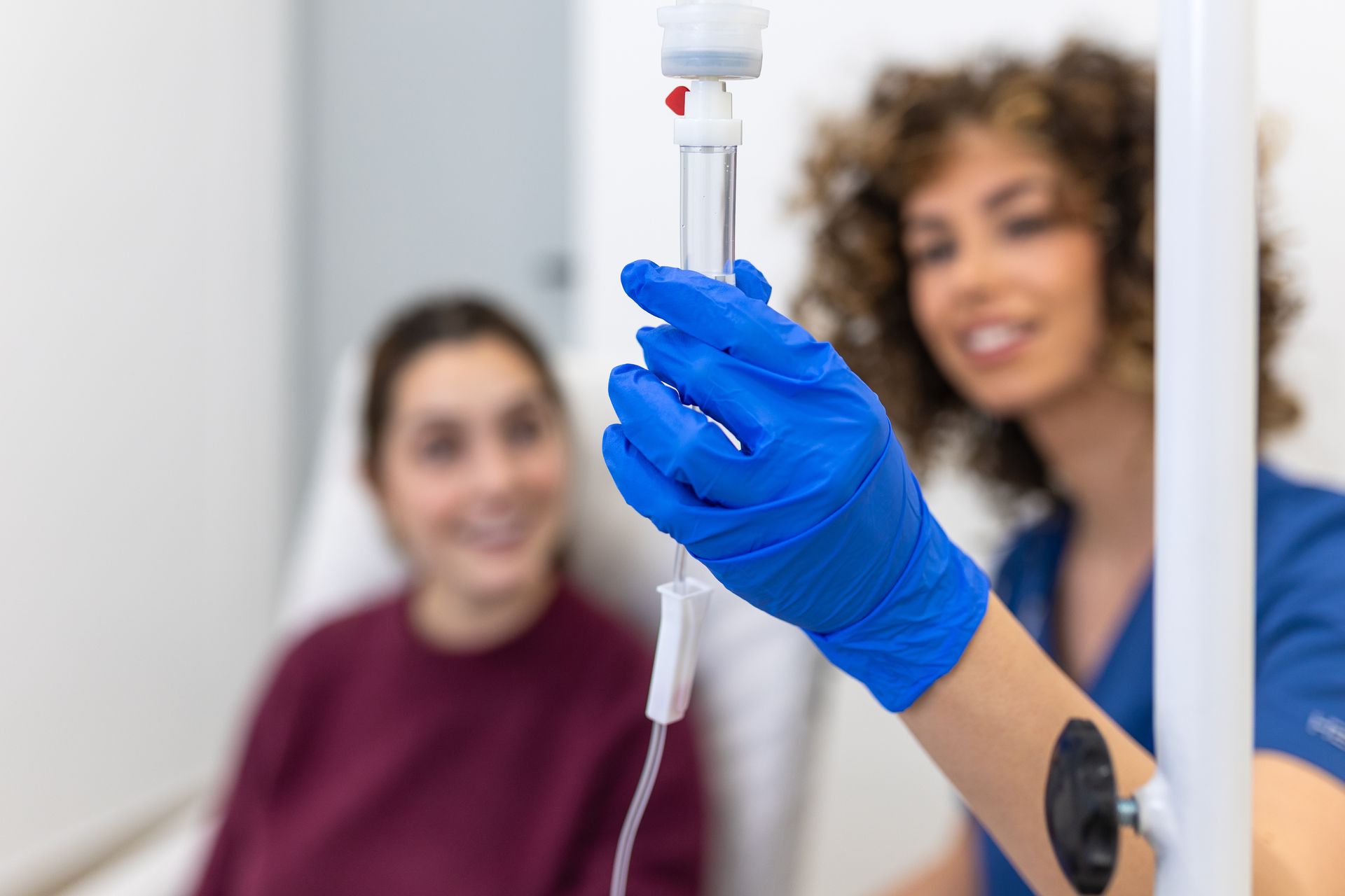 IV therapy administered through an IV drip in a clinical setting