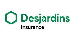 Desjardins Insurance logo with green hexagon icon and green-and-black text on white background