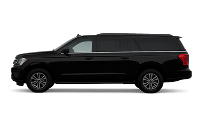 Black SUV in side view on a white background