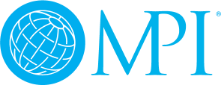 Blue MPI logo with circular globe icon and stylized light-blue letters on a white background