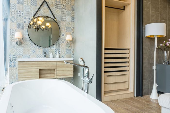 a bath vanity and sink