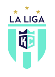 A light blue shield-shaped logo featuring the text "LA LIGA," three stars above it, and a central emblem with letters "KC."