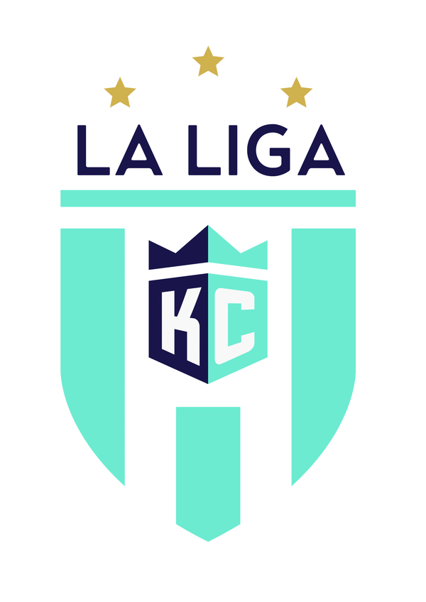 A light blue shield-shaped logo featuring the text "LA LIGA," three stars above it, and a central emblem with letters "KC."