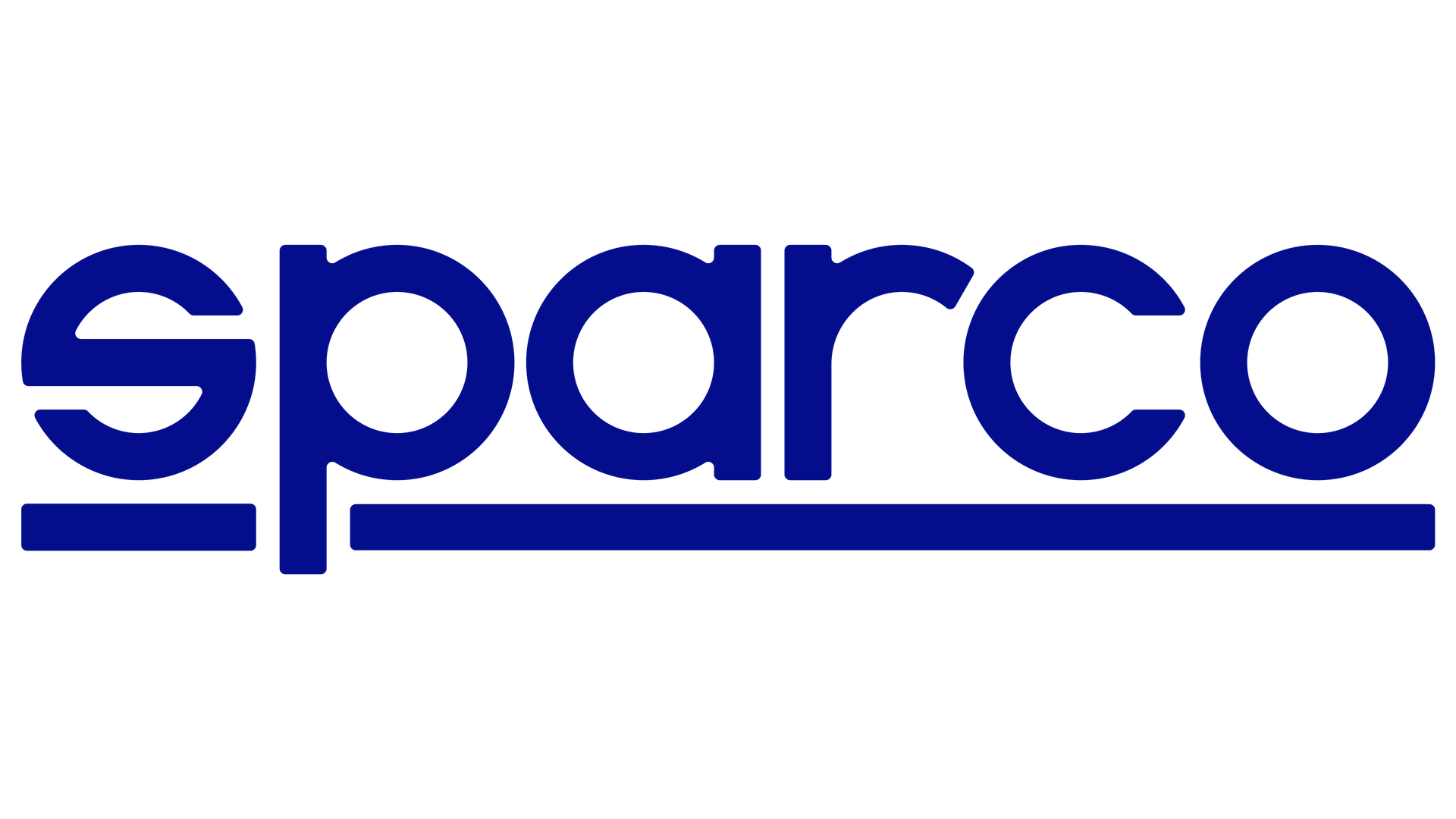 Logo Sparco in blu scuro su sfondo bianco. La parola 