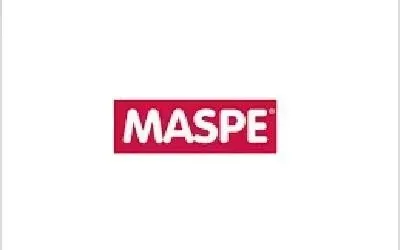 Logo MASPE in testo bianco su un rettangolo rosso.