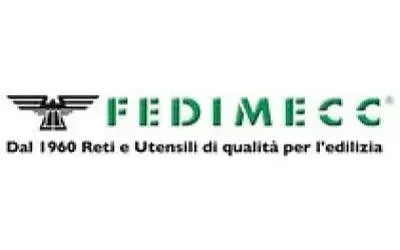 Logo per Fedimecc, testo verde e icona dell'aquila, testo in italiano, 