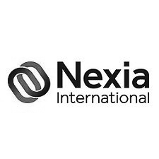 Een zwart-wit logo voor nexia international.