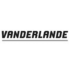 Een zwart-wit logo voor vanderlande op een witte achtergrond.