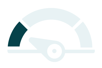 An icon of a speedometer with a black circle in the middle.