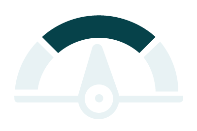 An icon of a speedometer on a white background.