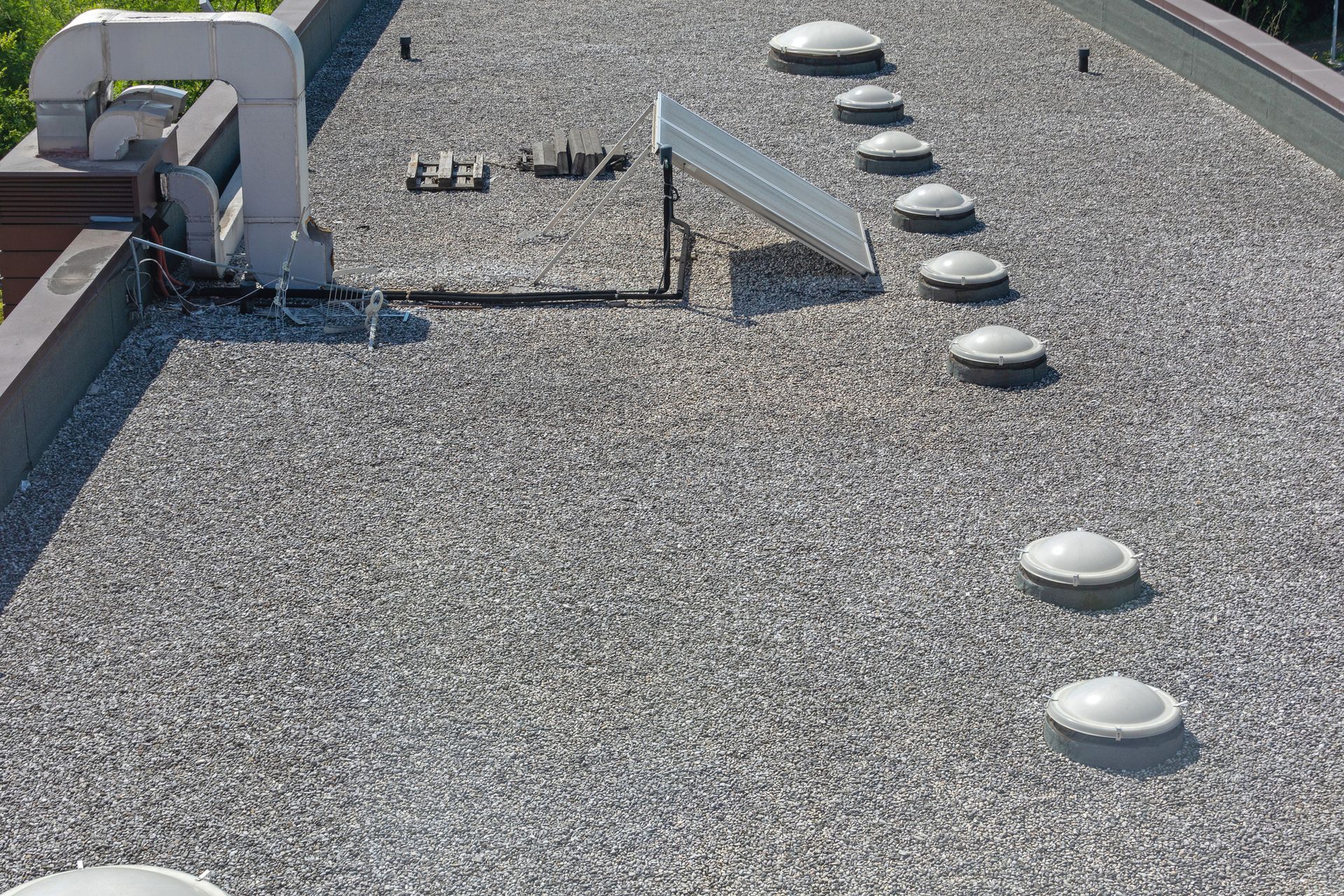 Flat roof of an industrial building.