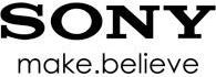 The sony make believe logo is black and white on a white background.