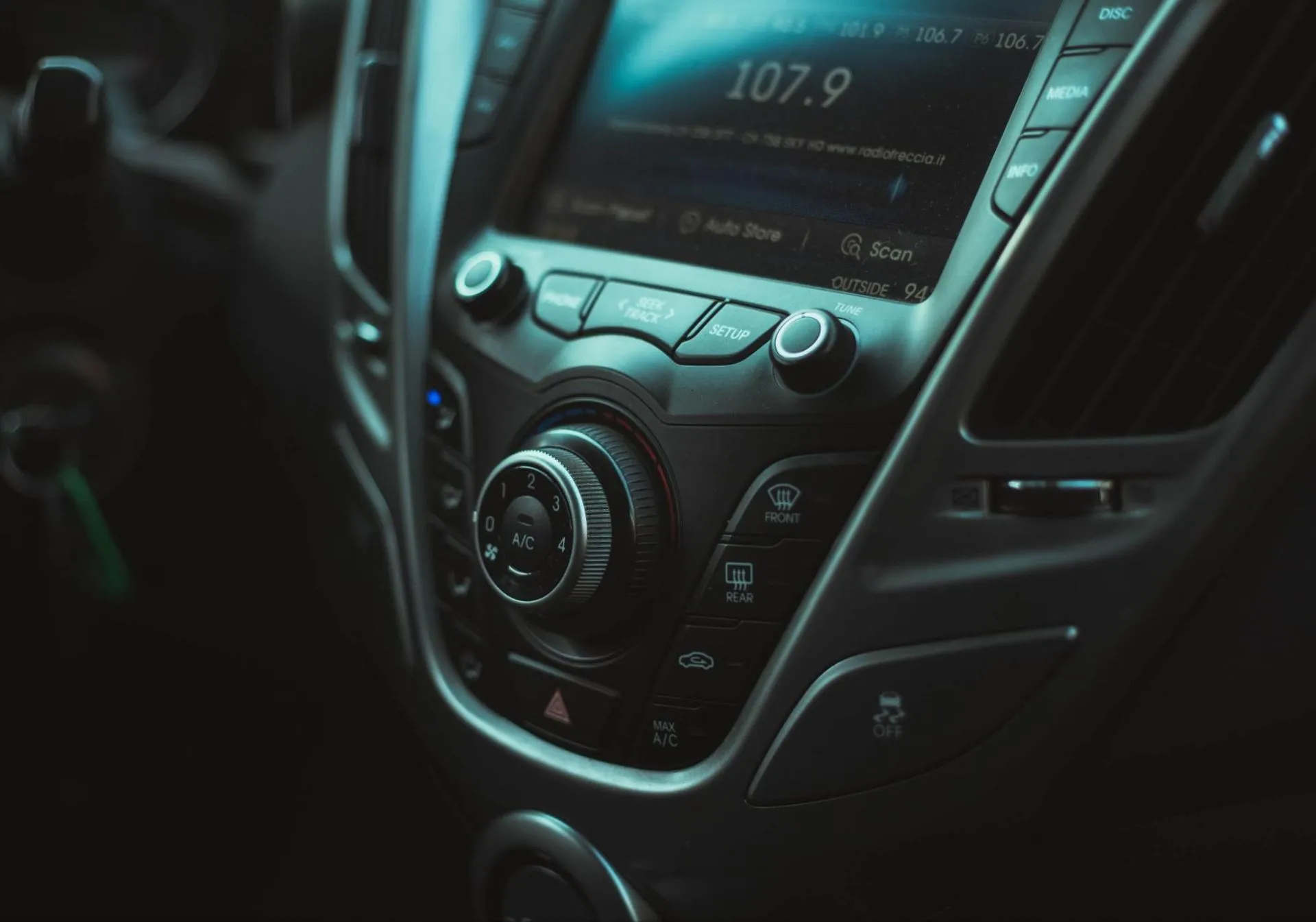A close up of a car radio