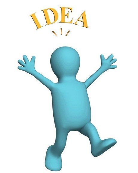 little blue figure with idea word above its head