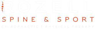 Spine & Sport physical therapy logo in orange and gray on a white background