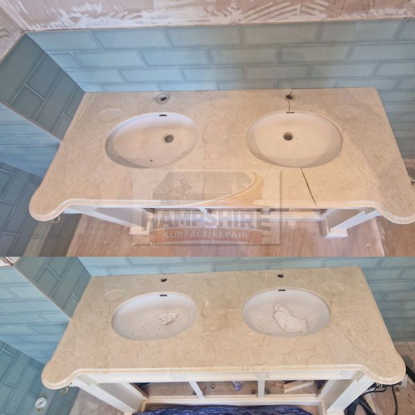Marble vanity top with basin