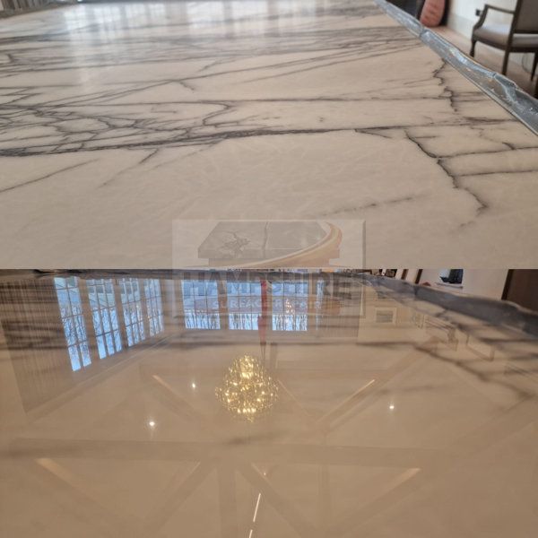 Marble worktop being deep cleaned