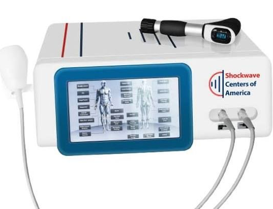 Shockwave Centers of America therapy machine with touchscreen and cables