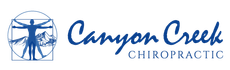 the logo for canyon creek chiropractic has a picture of a man in a circle .
