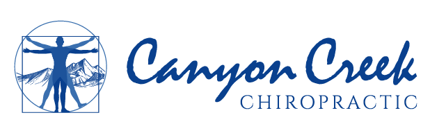 the logo for canyon creek chiropractic has a picture of a man in a circle .