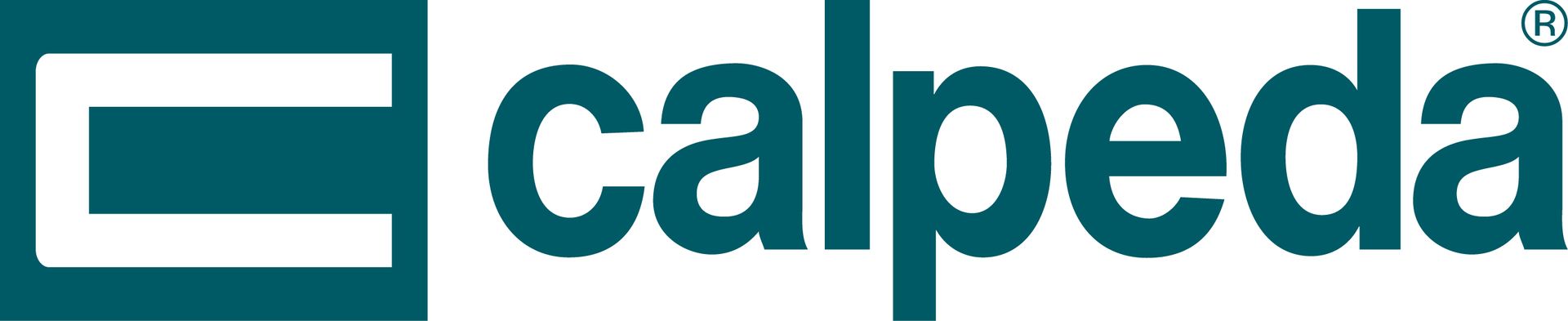 Eine Nahaufnahme des Calpeda-Logos auf weißem Hintergrund