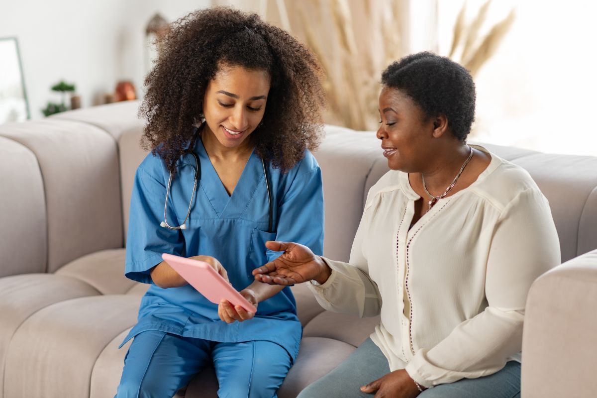 in home caregiver and client