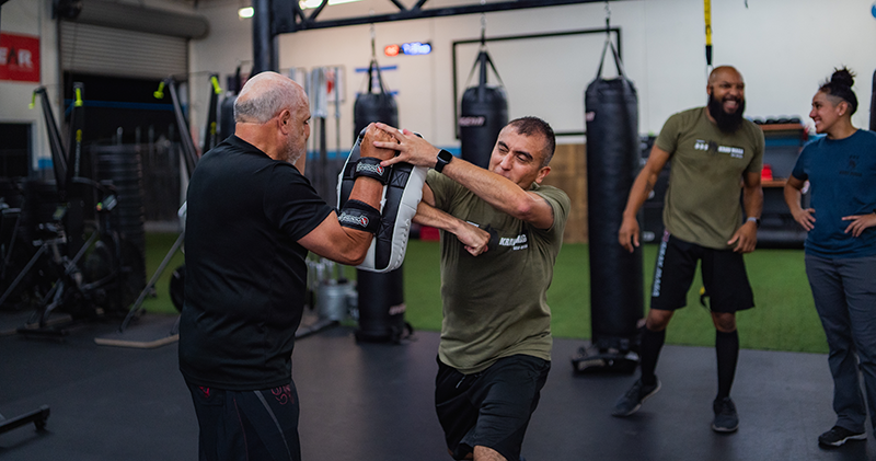 men sparring in Krav Maga