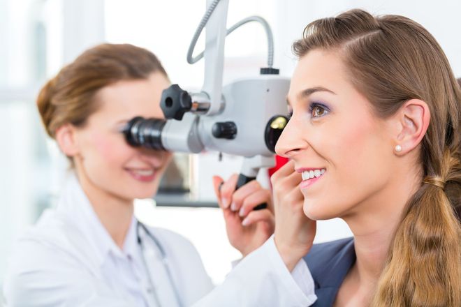 A person getting an ear exam