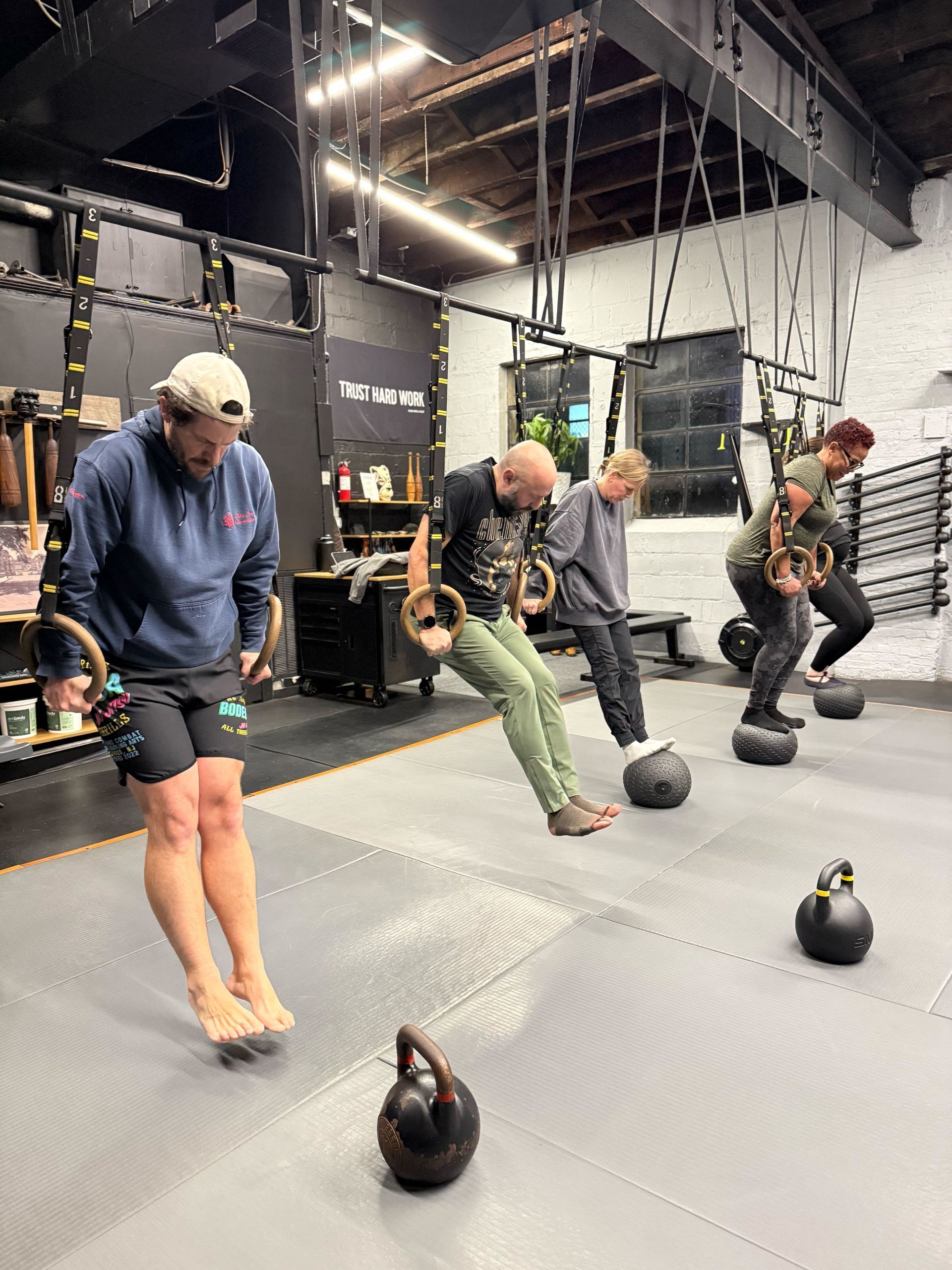 Small-group strength and conditioning session at Soma MVMT in Maplewood, NJ, building confidence for daily life.