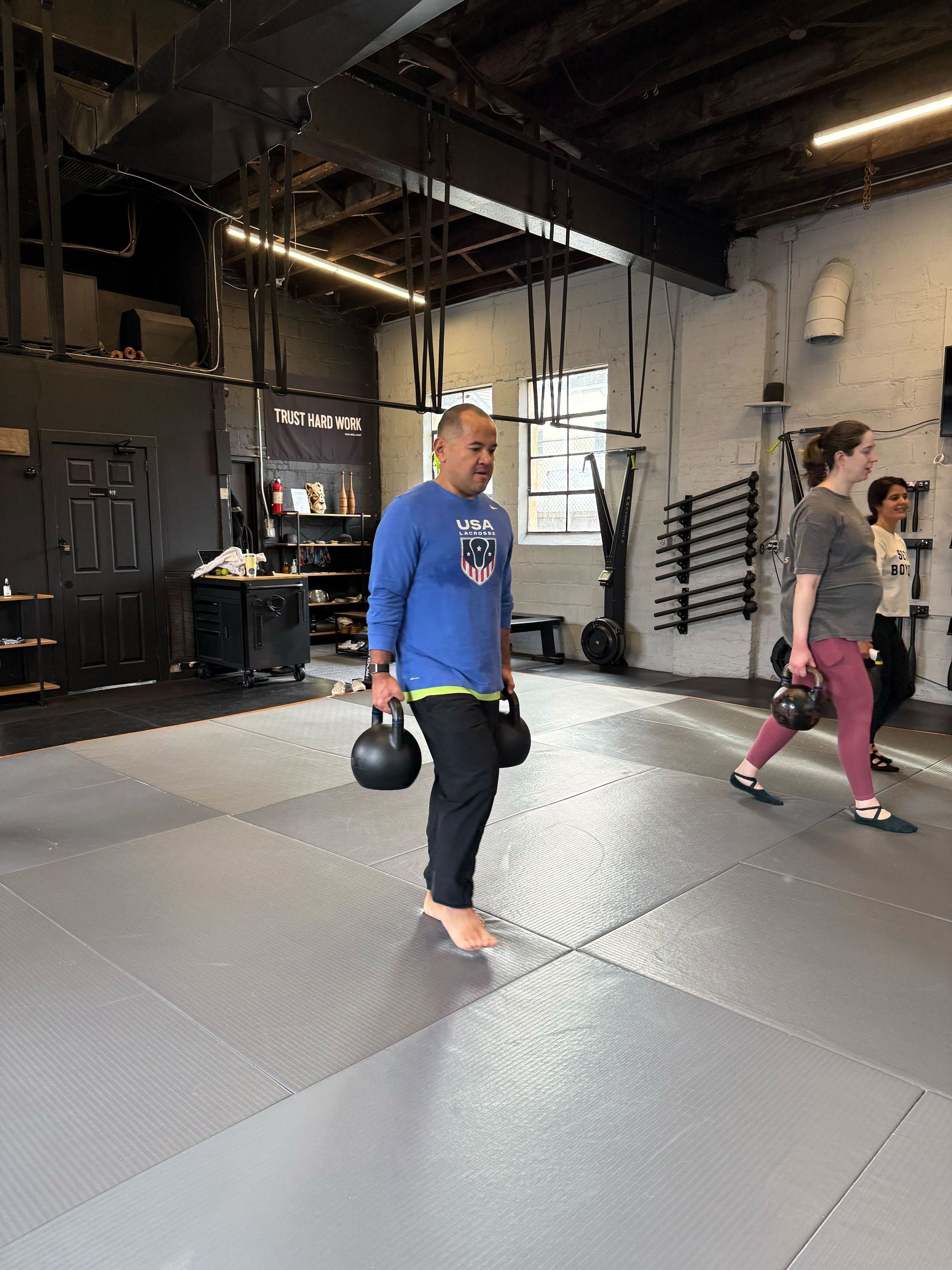 Beginners training in a small-group strength interval class at Soma MVMT in Maplewood, NJ for safer form and confidence.