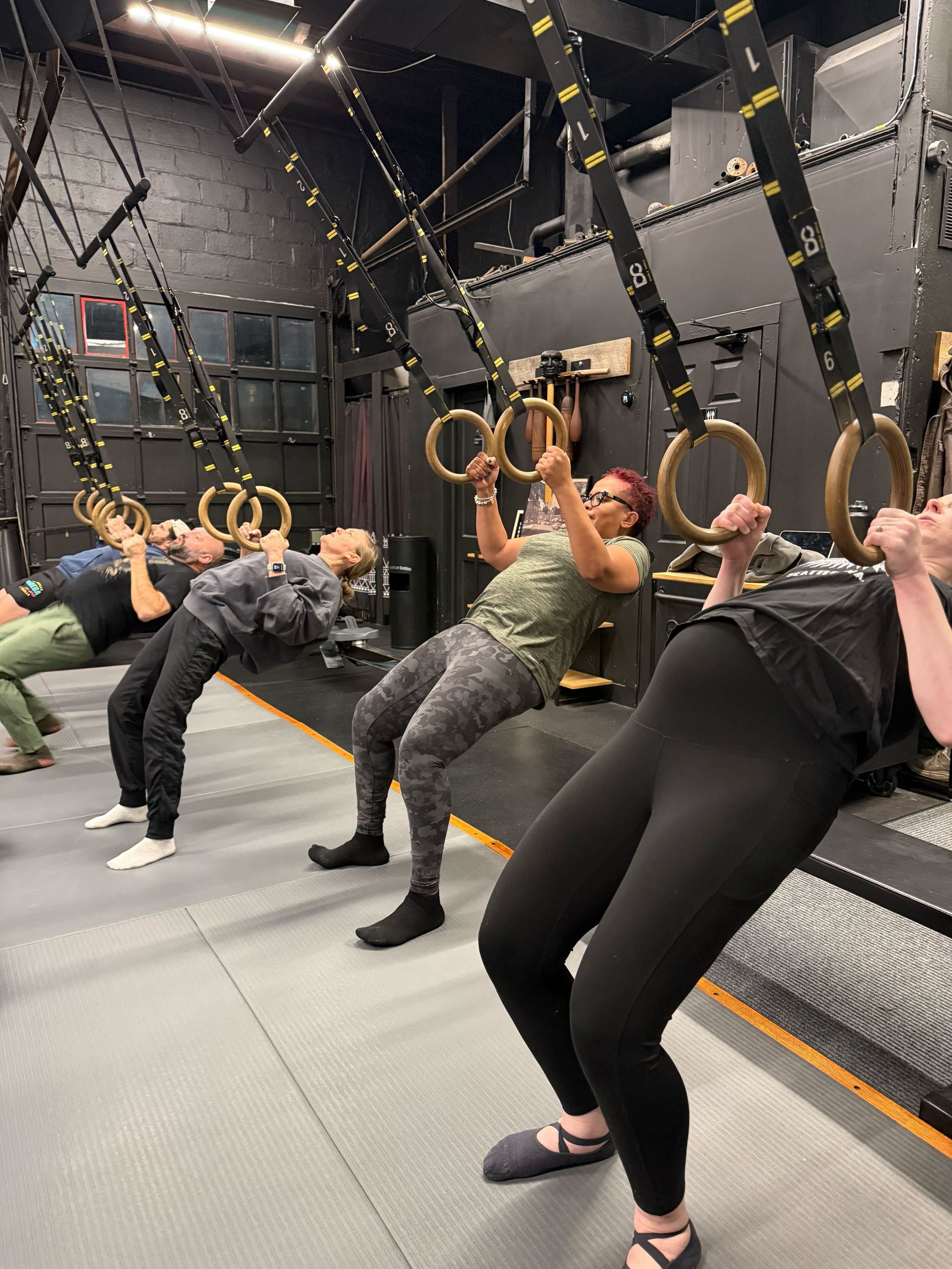 Small-group low-impact training during Fitness Classes at Soma MVMT in Maplewood, NJ for strength and mobility.