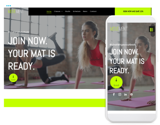 A screenshot of a website that says join now your mat is ready