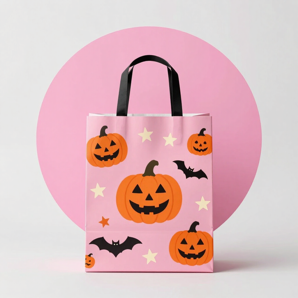 Pink gift box with a satin bow on a round pink background